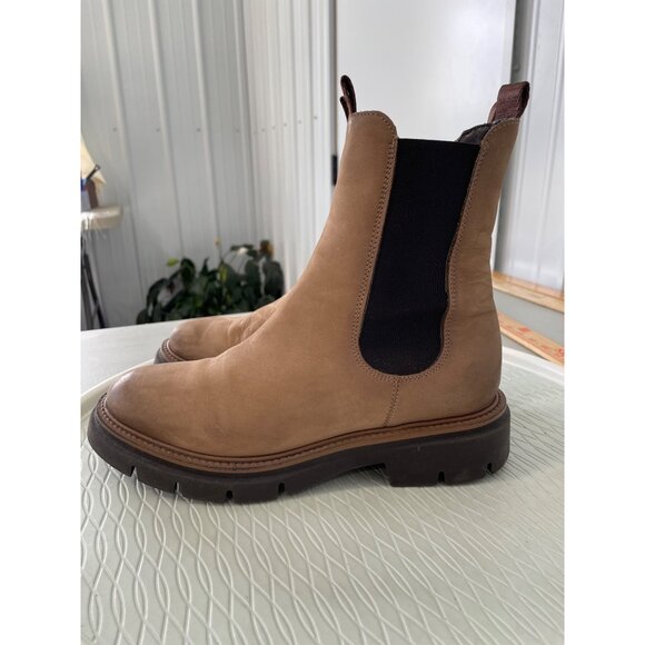 GOSH Freeflex Chelsea Ankle Boots Size 39 Tan Brown Leather Slip On Lug Sole - Picture 7 of 8